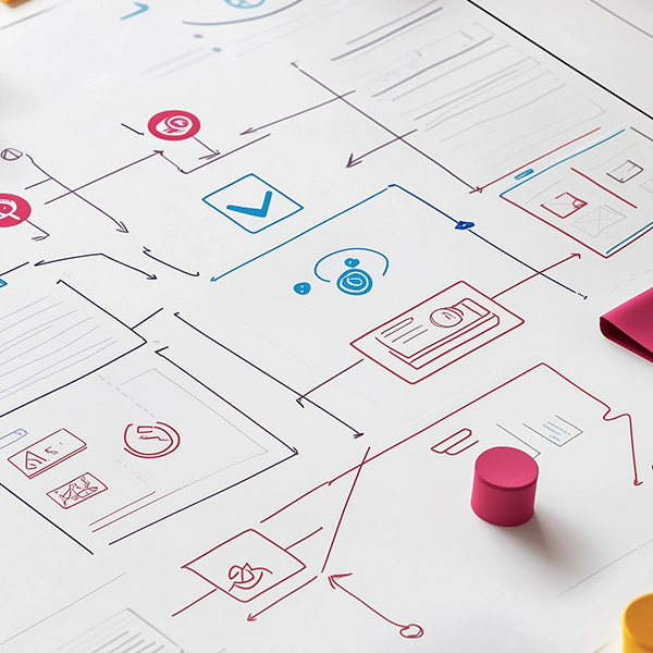 Thumbnail showing a drawing of a process in a diagram format with light colors on a white paper